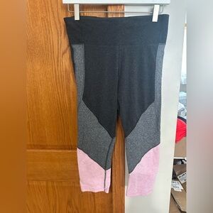 GAP Colorblock Leggings - Black, Gray, and Pink